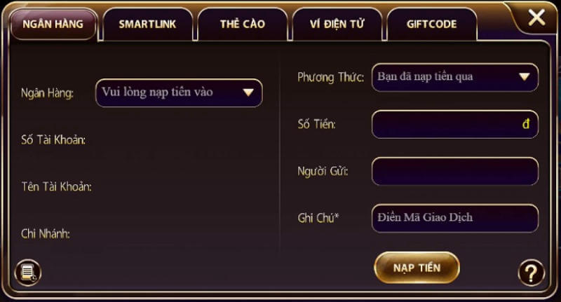 Quy trình nạp tiền tại cổng game