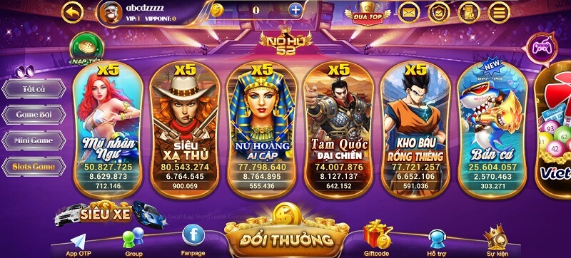 Sảnh game slots ngập tràn sắc màu với nhiều Jackpot giá trị