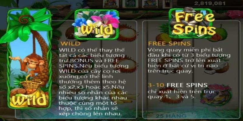 Apes Go Wild 68 game bài có rất nhiều biểu tượng khác nhau