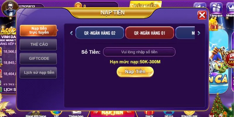 Nạp tiền vào tài khoản để tiếp tục chơi game