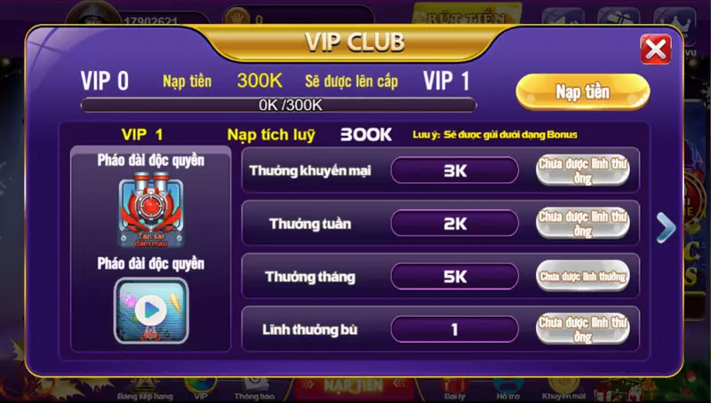 Tặng thưởng cho thành viên vip